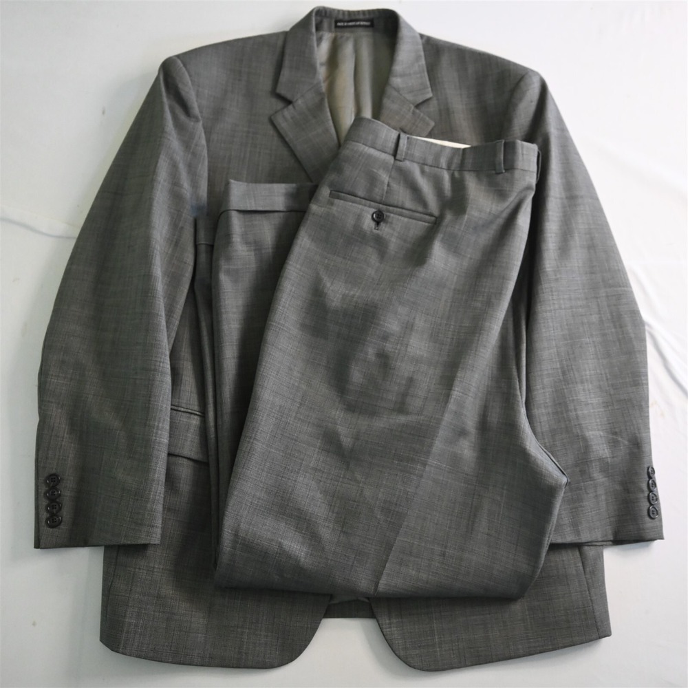 Andrew Fezza 44R‎ 40x30 Gray Nailshead 100% Worsted Wool Mens Jacket Pants Suit